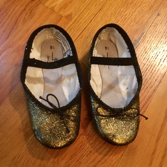 Black and Gold Glitter Ballet Shoes - Picture 7 of 8